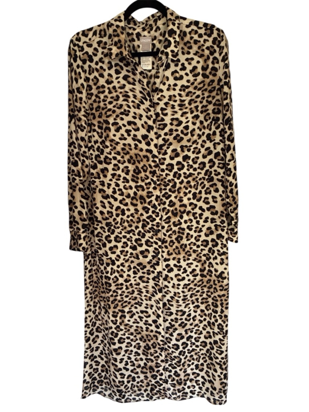 Chicos leopard print maxi dress depended slits size medium